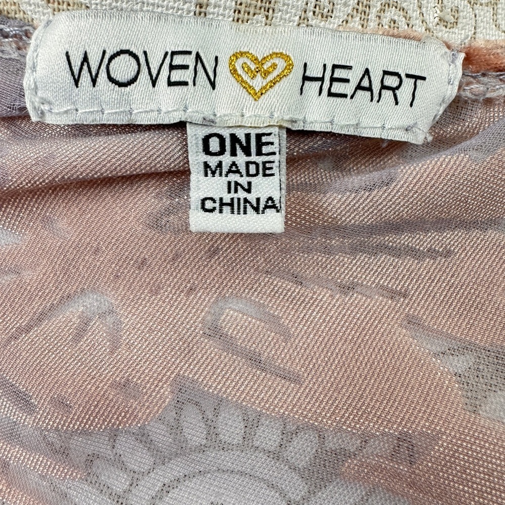Woven Heart Kimono Cardigan Rose Velvet Burnout Boho Festival Lavender Pink - Picture 6 of 8